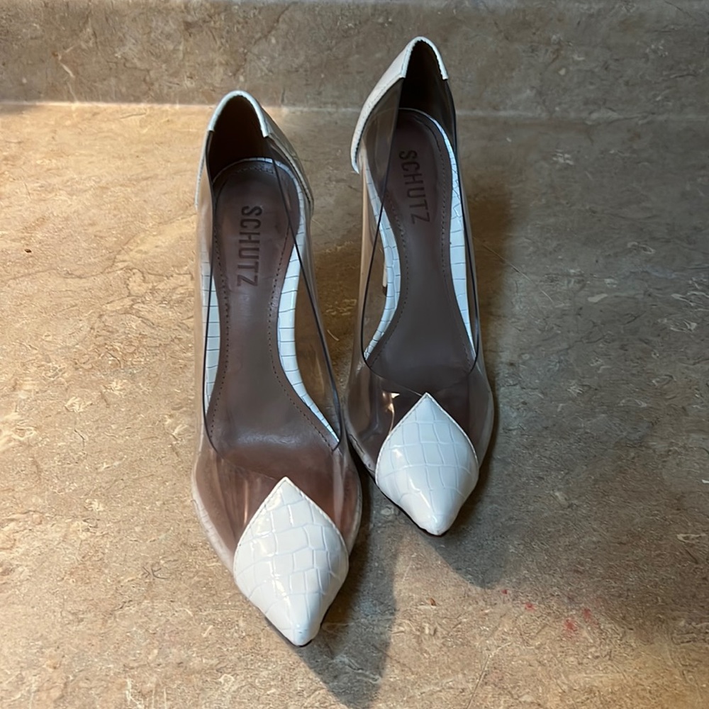 White Schmitz pumps